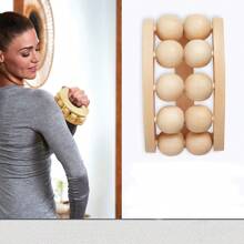 1 dụng cụ massage bằng gỗ, con lăn lưng, máy massage điểm kích hoạt, massage toàn thân, dụng cụ massage lưng giúp giảm đau cơ - Màu be - Xem 14