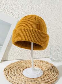 1 pieza Gorro tipo Beanie liso unisex, gorra de punto acrílica casual para exteriores y streetwear, unicolor, otoño/invierno (consulte los detalles de talla para la medida de la circunferencia de la cabeza) - multicolor - Ver 19