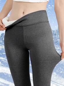 Women's Outdoor Winter Thermal Lined Leggings, Daily Casual Base Layer Pants,Fleece - Black - View 4