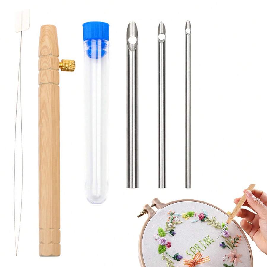 5PCS Punch Needle Embroidery Kits With Storage Tube Easy To Carry And
