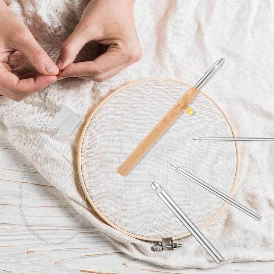 5PCS Punch Needle Embroidery Kits With Storage Tube Easy To Carry And