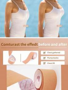 1 件装 女士隐形丰胸胶带 胸罩带 聚拢提胸胶带 - 米色 - 查看 10