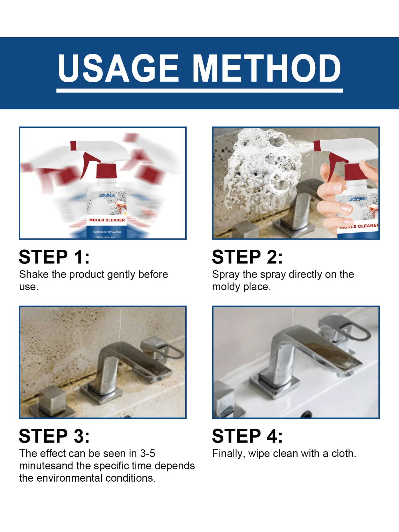 Mold Removal Spray Ceiling Bathroom Tile Wall MultiEffect Cleaning