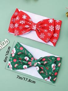4 件圣诞头带，适合幼儿女孩，可爱雪花雪人蝴蝶结发带，适合幼儿婴儿新生儿绿色蝴蝶结发带，圣诞礼物秋冬头饰儿童婴儿发饰 - 彩色 - 查看 5