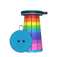 Taburete plegable, taburete plegable telescópico para acampar, silla plegable compacta, portátil y resistente, asiento retráctil o reposapiés para viajes, fiestas, colas - Rosa Oxidada - Ver 4