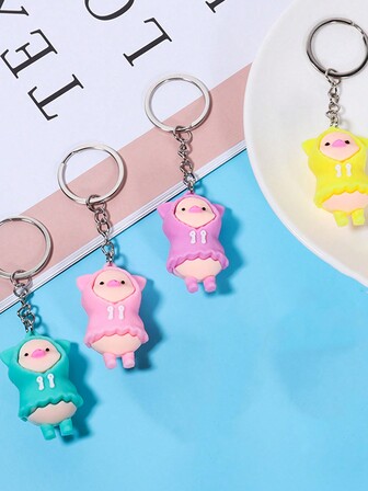 1入組可愛豬形PVC鑰匙扣，適用於日常攜帶袋子、汽車等，是節日和生日送給家人和朋友的理想禮品，男女均適用。