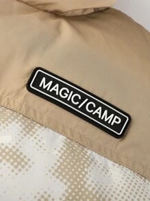 Annil Tween Boys Clothing. Mountain-Style Camouflage Printed Warm And Anti-Static Short Down Jacket. Waterproof, Windproof And Oil-Proof Padded Jacket Top For Tween Boys In Winter. - Khaki - View 4