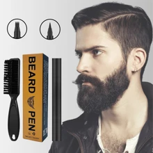 مجموعة قلم تعبئة اللحية، قلم لحية وفرشاة لحية، تغطية طويلة الأمد طبيعية النهاية اللحية