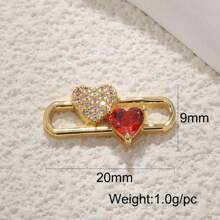 Conjunto de colgante de forma de corazón esmaltado en rojo con 2 agujeros para hacer joyas DIY, tono dorado de cobre en tamaño mini/mediano/grande, regalo para parejas, adorno navideño