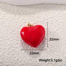 Conjunto de colgante de forma de corazón esmaltado en rojo con 2 agujeros para hacer joyas DIY, tono dorado de cobre en tamaño mini/mediano/grande, regalo para parejas, adorno navideño