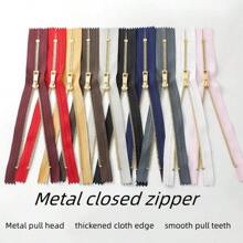10pcs #3 Closed-End Metal Zippers, Smooth Y-Teeth Design, Suitable For Handmade Bags, Pockets, Garments DIY, Various Colors & Sizes Available