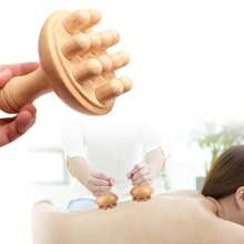 1 dụng cụ massage bằng gỗ, con lăn lưng, máy massage điểm kích hoạt, massage toàn thân, dụng cụ massage lưng giúp giảm đau cơ - Màu be - Xem 9