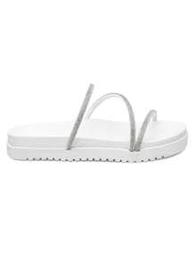 Women's Shiny Luxury Summer Sandal Kit Promotion With Small Bag - trắng - Xem 5