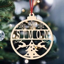 1 件，定制名称圣诞木制品，定制圣诞装饰品，定制圣诞礼物，送给朋友的礼物，定制个性化装饰板，客厅装饰品，卧室装饰品，圣诞装饰品 - 原木色 - 查看 22