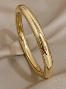 1pc Minimalist Stainless Steel Bracelet For Women Elegant And Classic Stackable Bracelet For Daily Party Christmas Jewelry - Thick Plain Ring - View 8