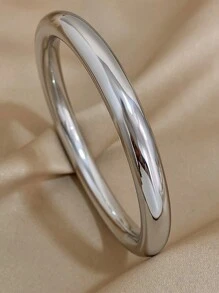 1pc Minimalist Stainless Steel Bracelet For Women Elegant And Classic Stackable Bracelet For Daily Party Christmas Jewelry - Thick Plain Ring - View 9