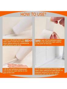 1PC Waterproof Mildew-Proof Toilet Caulk Strip, Self-Adhesive Sealing Tape For Kitchen Bathroom, Bathroom Waterproof Tape To Avoid Wet, Kitchen Sink Beautiful Seam Stickers Bathroom Decor Summer
