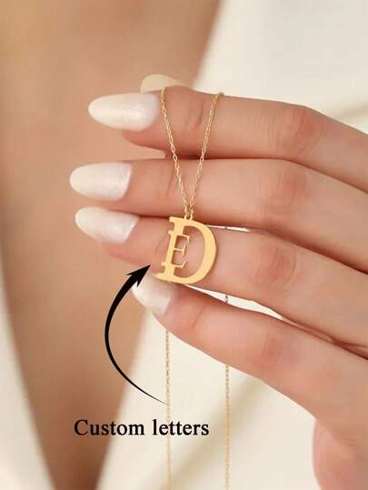 Customized 18K Gold Plated Stainless Steel Double Letter Pendant Necklace - Elegant Minimalist Design Letter Pendant Necklace, Couples Gift, Handmade Initial Necklace, Birthday Gift, Christmas Gift, For Her/Him, Silver, Fashionable, Colorful, Retro, Unisex, Minimalist, Casual, Customized, Personalized, Unique, Ideal Gift For Him, Ideal Gift For Her