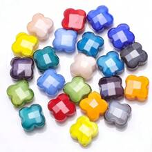 30 hạt pha lê hình cỏ ba lá 4 lá màu ngọc bích 12mm khắc tinh thể có lỗ ở giữa dùng làm phụ kiện trang sức DIY - Cỏ bốn lá ngàn hoa - Xem 14