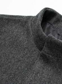 Chaqueta casual de manga larga para hombre, abrigo de hombre de unicolor con cuello alto