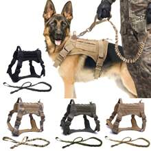 2 件套狗背带和牵引绳套装，带手柄的 Molle 背心，适用于工作犬，带钩环面板，适合小型、中型、大型犬散步、远足训练 - 彩色 - 查看 9