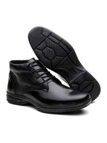 Kit 2 Pairs Of Men's Orthopedic Boots In Imported Leather Confort + Men's Dress Shoes With Special Sole, Super Comfortable, Ready For Delivery - ĐEN / ĐEN - Xem 3