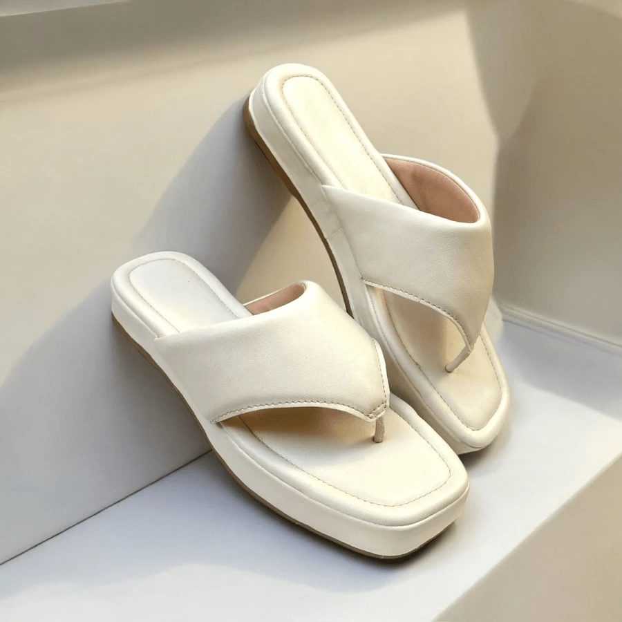 Women's Papete Flip Flop With Delta Wing Flatform - 米色 - 查看 1