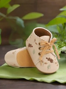 Newborn Infant Girl Princess Mary Jane Dresses Shoes Premium Lightweight Soft Sole Crib Shoes Toddler Shoes Retro Style - Apricot - View 11