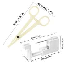 7 piezas Kit de piercing de aro de ombligo, kit de piercing corporal para ombligo y nariz, conjunto desechable de agujas y pinzas de piercing para el ombligo - Blanco - Ver 4