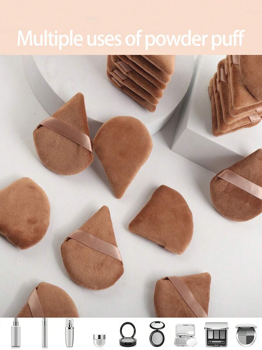20pcs Triangle Black Velvet Powder Puff Pizza Powder Mini Face Makeup