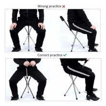 Bastón Con Asiento Plegable De 3 Apoyos - Banco - Café integral - Ver 4