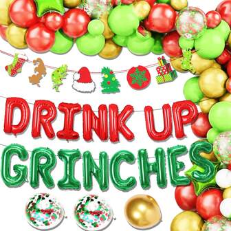 LaVenty Drink Up Grinches Banner Christmas Decorations Banners Grinches Christmas Party Decorations Christmas Party Decorations Adults Christmas Party Decorations,Christmas
