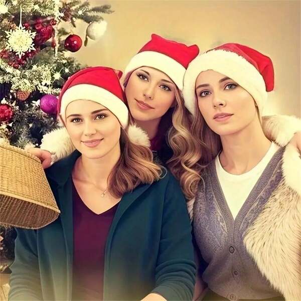 3pcs Adult Holiday Christmas Hats- Great For Christmas Party And Holiday Celebrations, New Year Holiday Hat Non-Woven Best Gifts