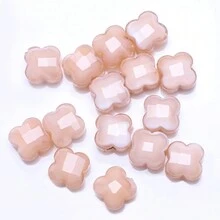 30 hạt pha lê hình cỏ ba lá 4 lá màu ngọc bích 12mm khắc tinh thể có lỗ ở giữa dùng làm phụ kiện trang sức DIY - Cỏ bốn lá ngàn hoa - Xem 30