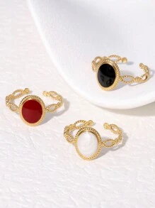 1 pieza Anillo abierto geométrico clásico vintage de acero inoxidable, estilo de lujo de alta gama, adecuado para uso diario y de fiesta de mujeres