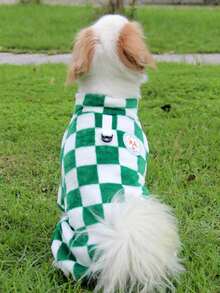 1pc Plaid Pattern Thermal Lined Pet Dog Coat, Warm And Cozy Sweatshirt - Blue - View 8