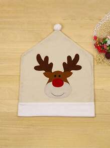 1PC Beige Christmas Embroidered Chair Cover Home Decor - Multicolor - View 3