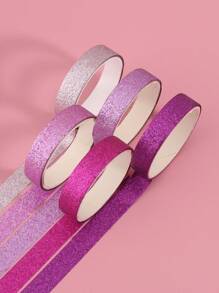 5卷/盒玫瑰紅手帳膠帶、閃閃發光金洋蔥文具和學生配件手帳材料 Diy 裝飾和遮蔽膠帶 - 玫紅色 - 查看 7