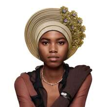 Traditional African & South American Layered Floral Headdress, Nigerian Gele Headwrap, Suitable For Daily Wear, Weddings, Parties, Gatherings, And Ideal Mother's Day Gift