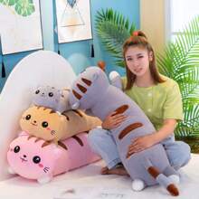 50 厘米/16.69 英寸可爱躺卧猫毛绒玩具，柔软布艺猫娃娃枕头，粉色/灰色/棕色，女孩生日礼物 - 彩色 - 查看 6