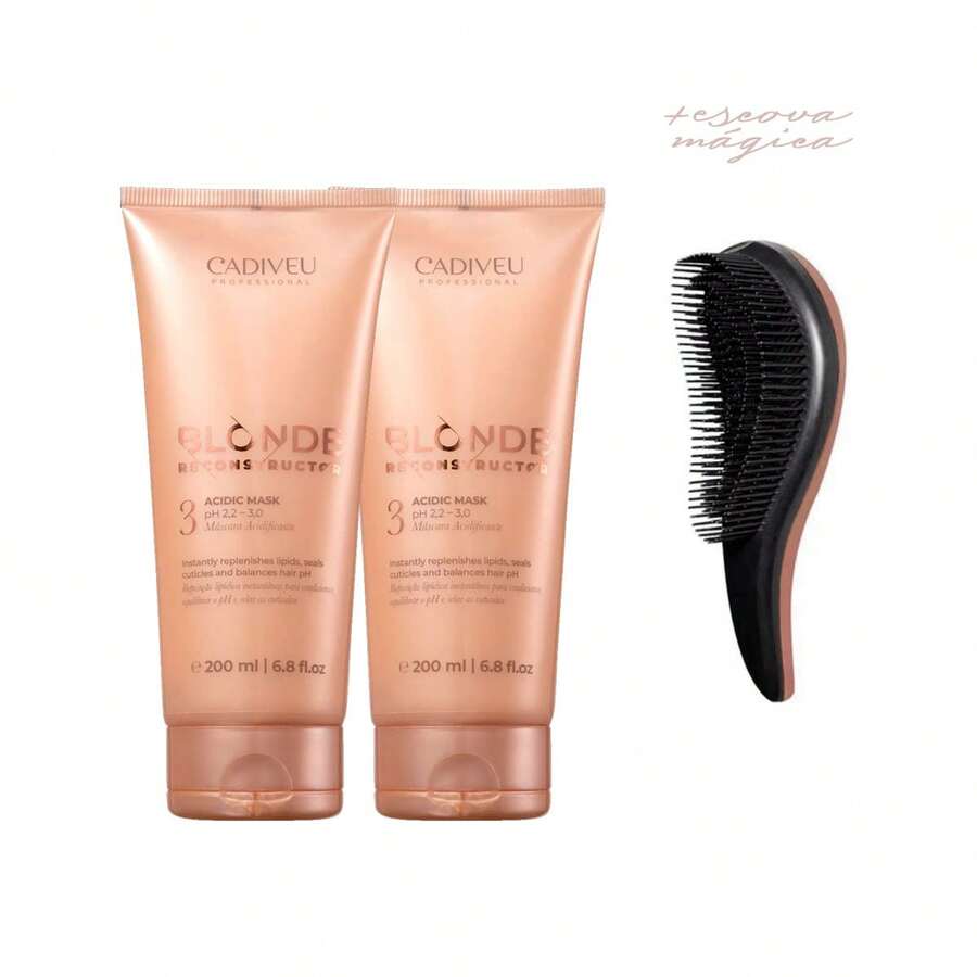 Kit 2 Cadiveu Blonde Acidifying Masks Step 3 + Brush - 金色 - 查看 1