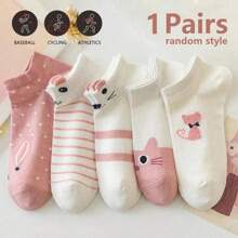 5/10 双女士运动袜，粉色季节性可爱船袜，适合户外运动，时尚袜子，运动户外 - 彩色 - 查看 12