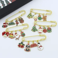 1 件圣诞系列金属胸针，卡通圣诞老人和驯鹿雪徽章时尚配饰，圣诞礼物，多功能装饰 - 彩色 - 查看 11