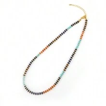 1 pieza Collar de mujer de cuentas hechas a mano con piedras naturales coloridas de estilo elegante y bohemio, con broche de langosta chapado en oro cobre, como regalo de verano para ella, mejor amiga