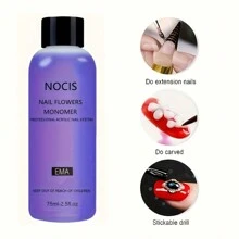 75ml Set de liquide monomère acrylique NOCIS - Système professionnel inodore pour extensions d'ongles avec 3 pinceaux à ongles et coupelle en verre