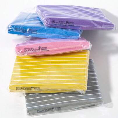 10件套双面100/180目指甲锉和抛光块，专业美甲工具，指甲抛光块