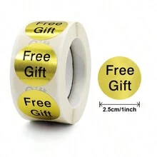 TYFYO 500pcs/Roll Gold Free Gift Stickers 1inch Round Thank You Sticker For Small Business Package Card Envelope Seals,Christmas - Multicolor - View 12
