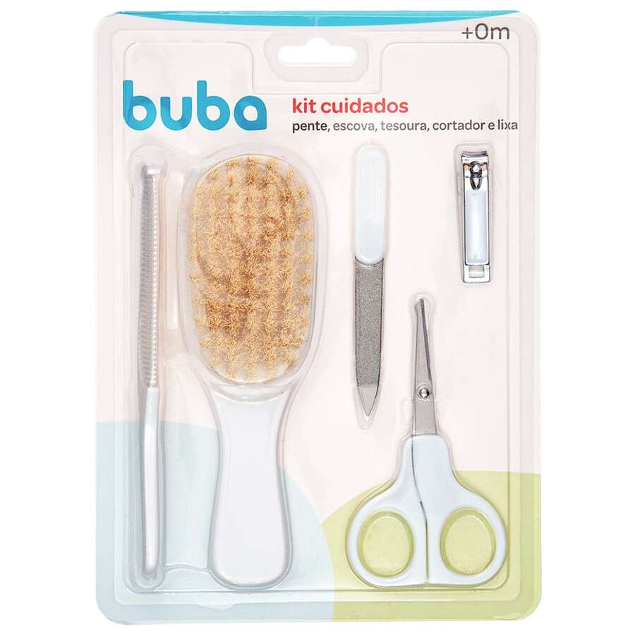 Baby Hygiene Care Kit 5 Pieces Scissors, Nail Clippers, File, Comb And Brush Buba - 白色 - 查看 1