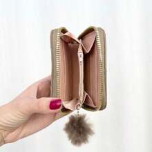 Small Quilted Wallet With Pompom - Màu Khaki - Xem 2