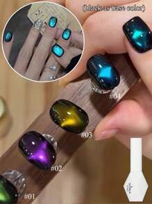 MISS SHAKA 万圣节圣诞风格美甲增强恶魔猫眼凝胶指甲油2024新款秋冬流行玻璃珠蓝黑色秋季猫眼凝胶美甲店专属家居DIY指甲设计女士女生美甲用品 - 彩色 - 查看 19